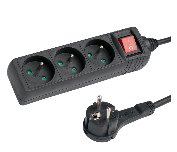 HAMA Listwa zasilająca Standard 3gn, 3m, czarna - 1416391 - zdjęcie